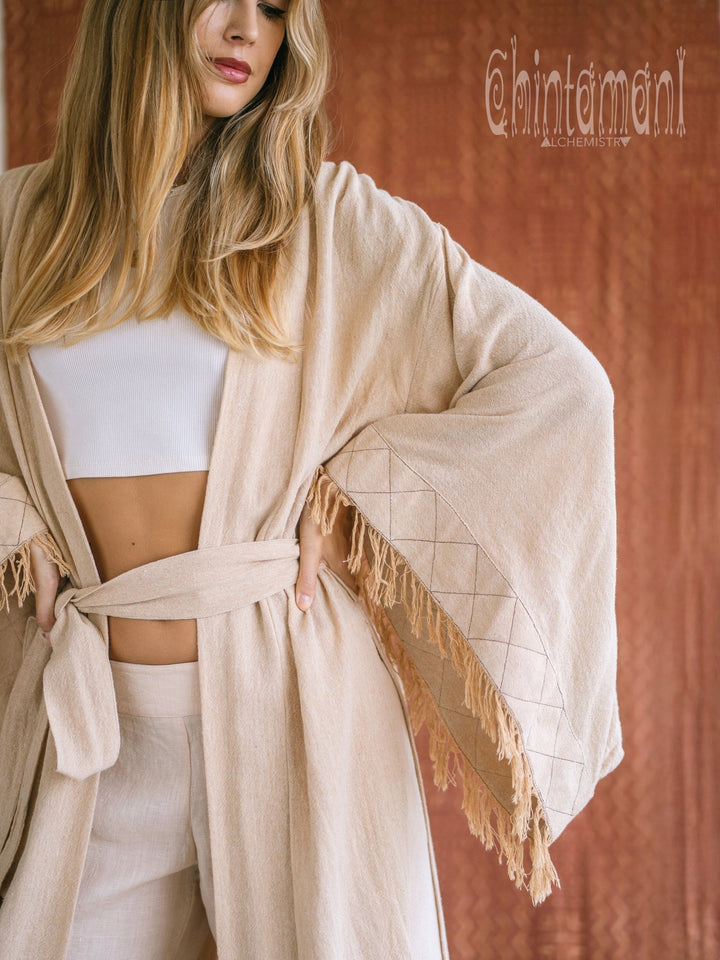 Fringed Kimono / Beige - ChintamaniAlchemi