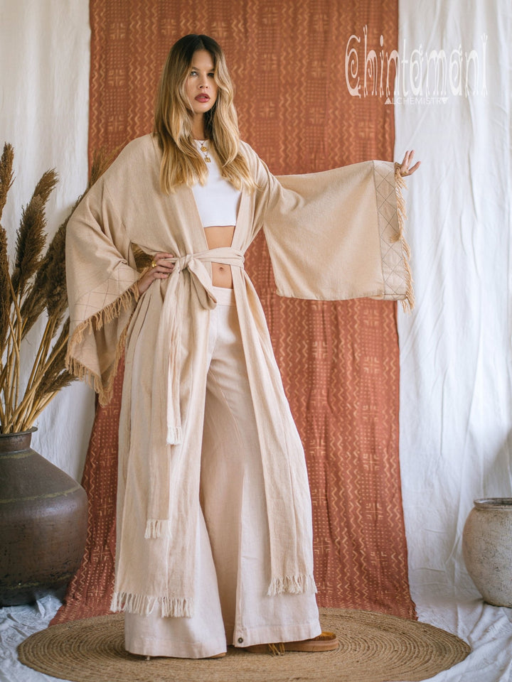 Fringed Kimono / Beige - ChintamaniAlchemi