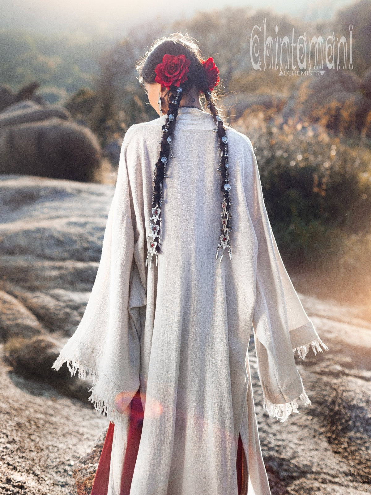 Fringed Kimono / Off White - ChintamaniAlchemi