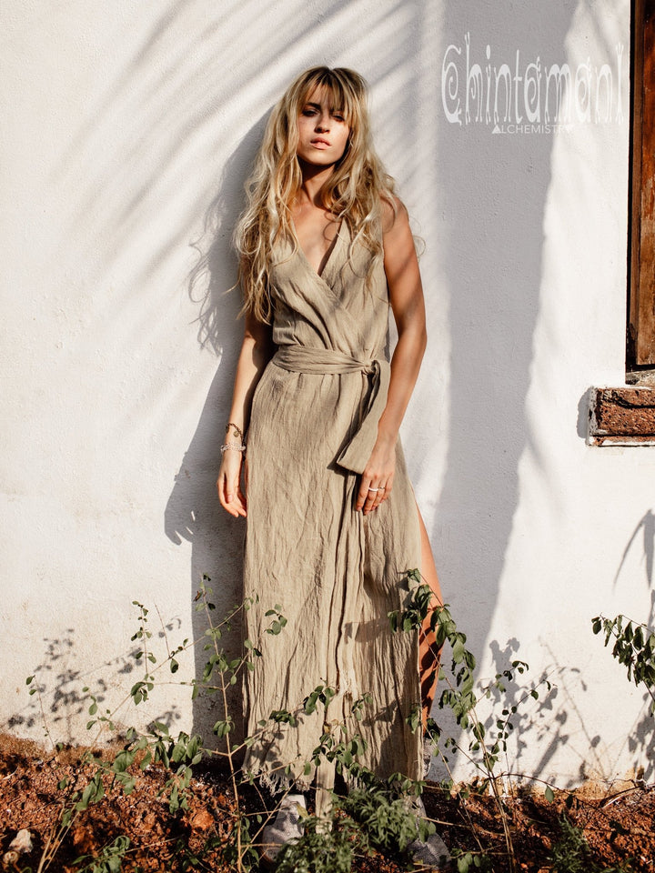 Goan Wrap Dress / Beige - ChintamaniAlchemi