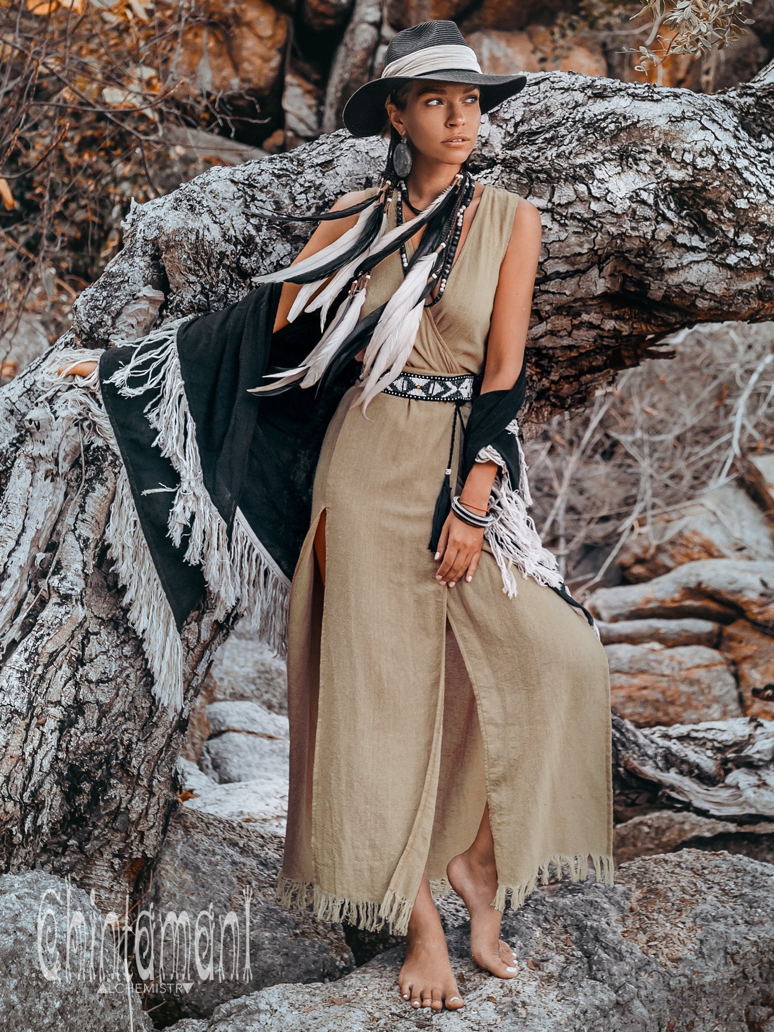 Goan Wrap Dress / Beige - ChintamaniAlchemi