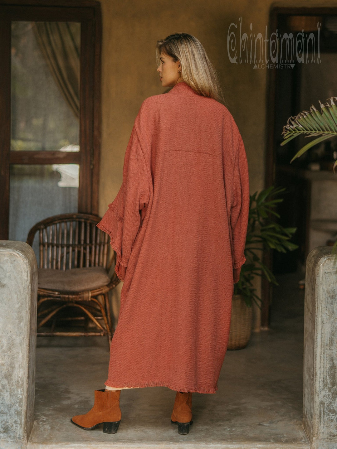 Handwoven Nomad Kimono / Red Ochre - ChintamaniAlchemi