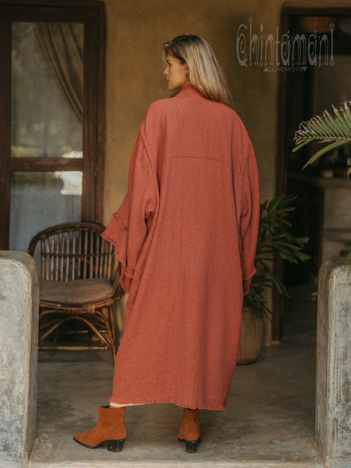 Handwoven Nomad Kimono / Red Ochre - ChintamaniAlchemi