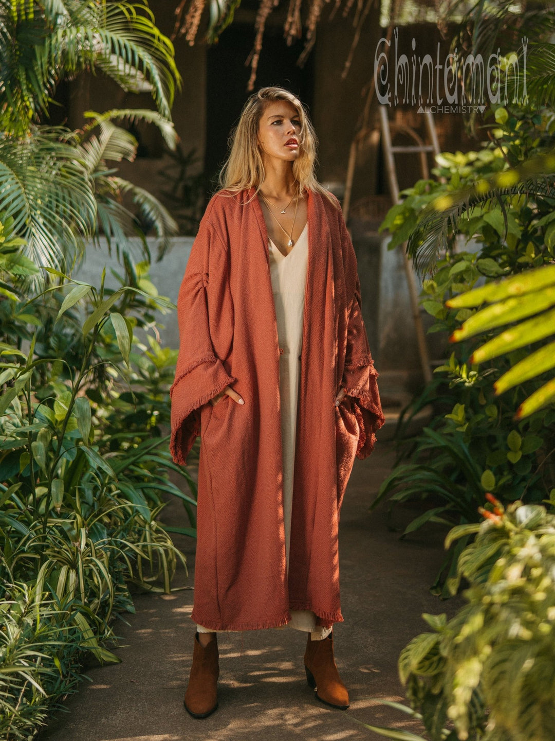 Handwoven Nomad Kimono / Red Ochre - ChintamaniAlchemi