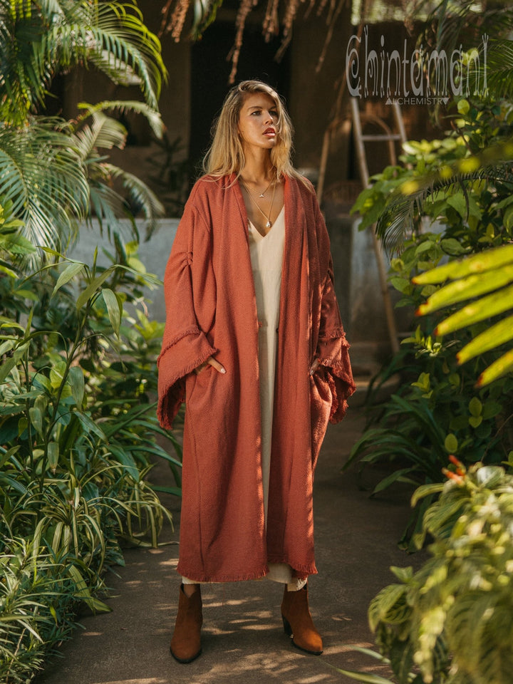 Handwoven Nomad Kimono / Red Ochre - ChintamaniAlchemi