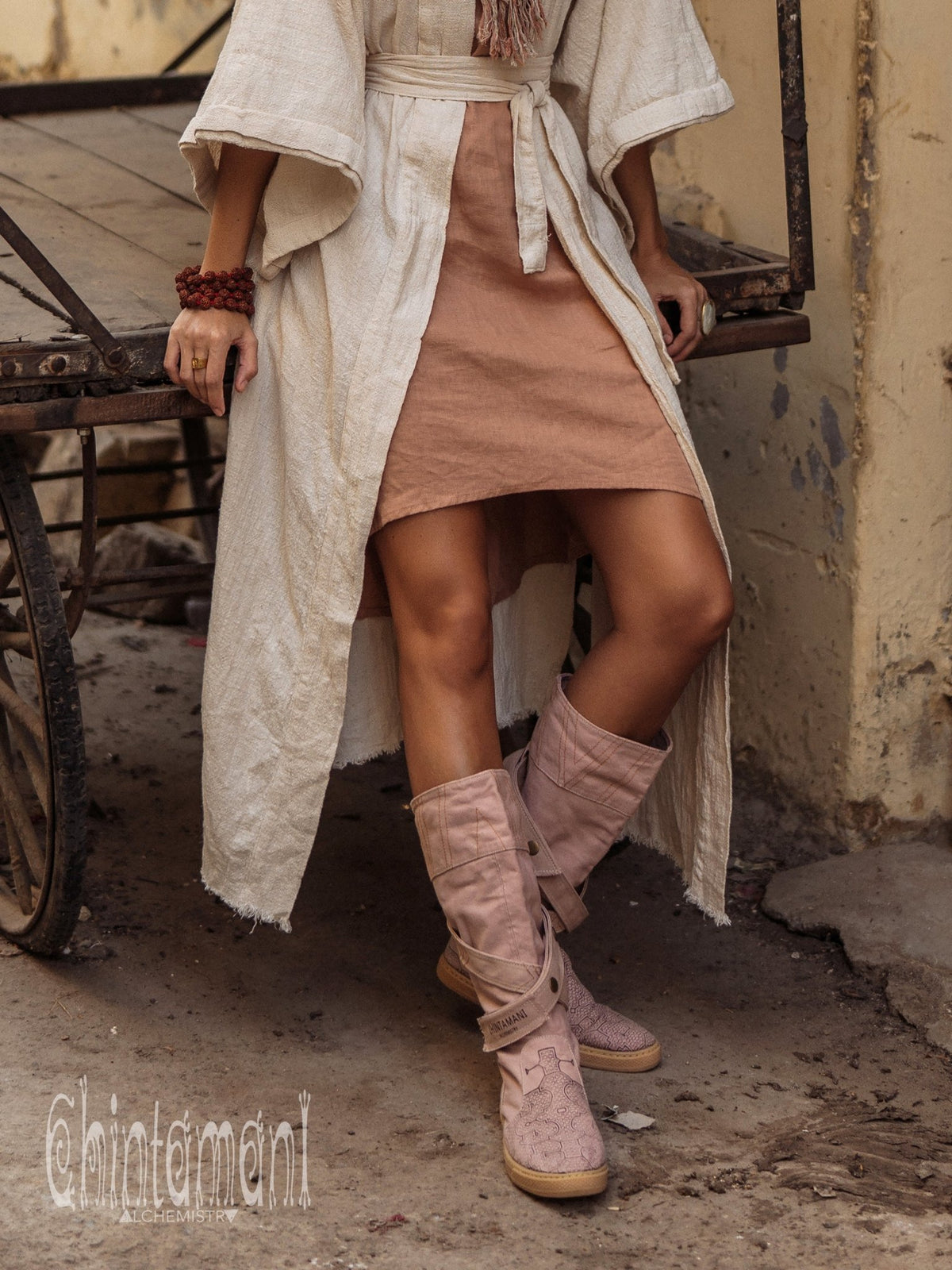 High Tribal Boots / Beige - ChintamaniAlchemi