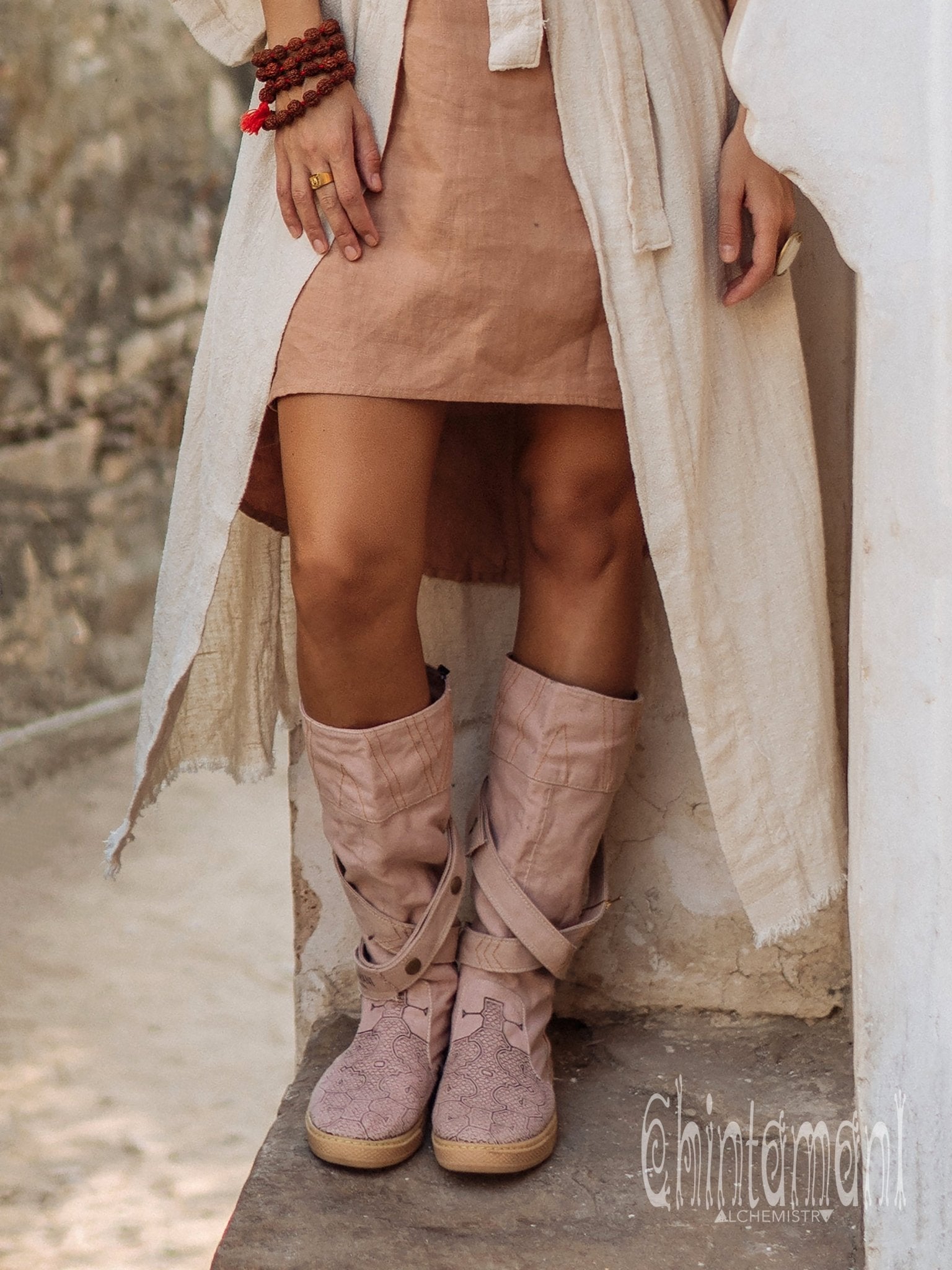 High Tribal Boots / Beige - ChintamaniAlchemi