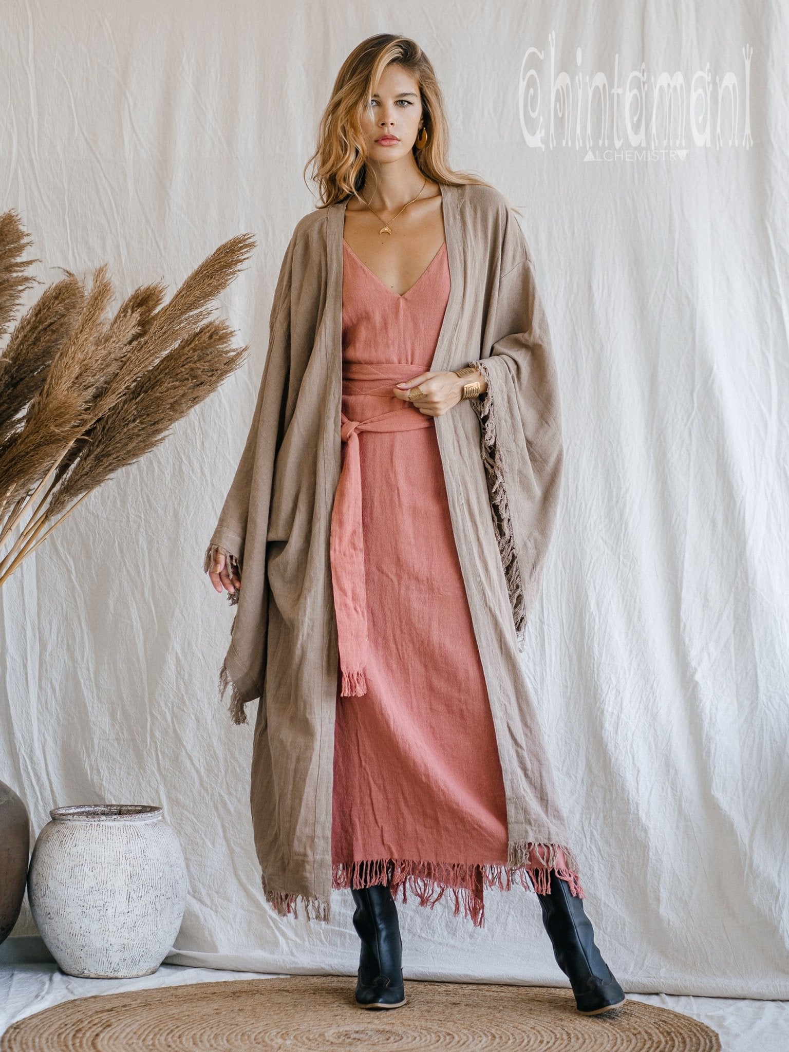 Wide Sleeve Kimono Coffee