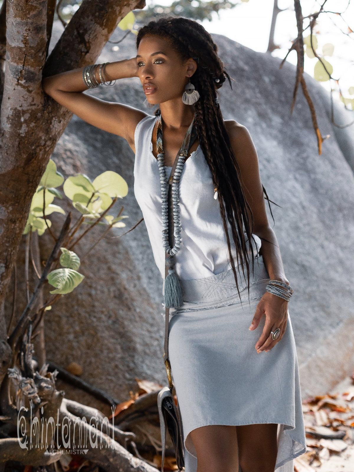 Linen Tank Top / White - ChintamaniAlchemi