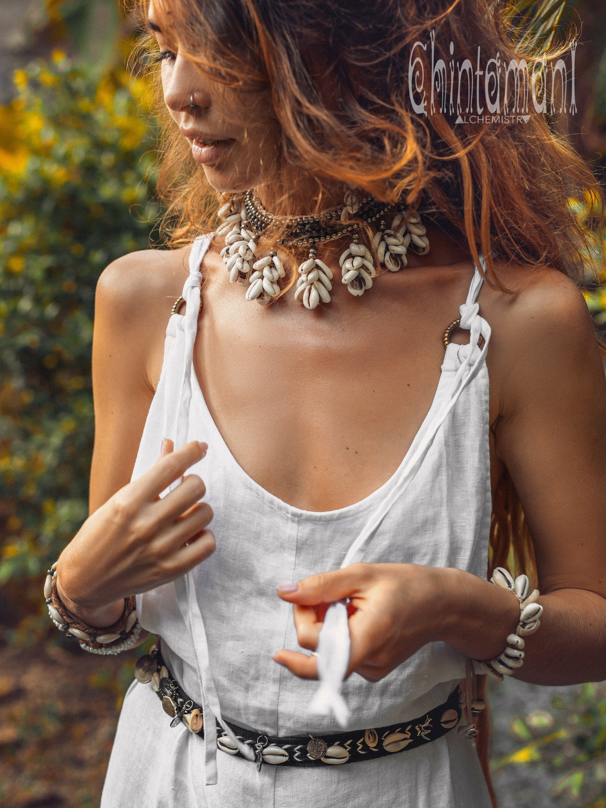 Long Linen Jumpsuit / White - ChintamaniAlchemi