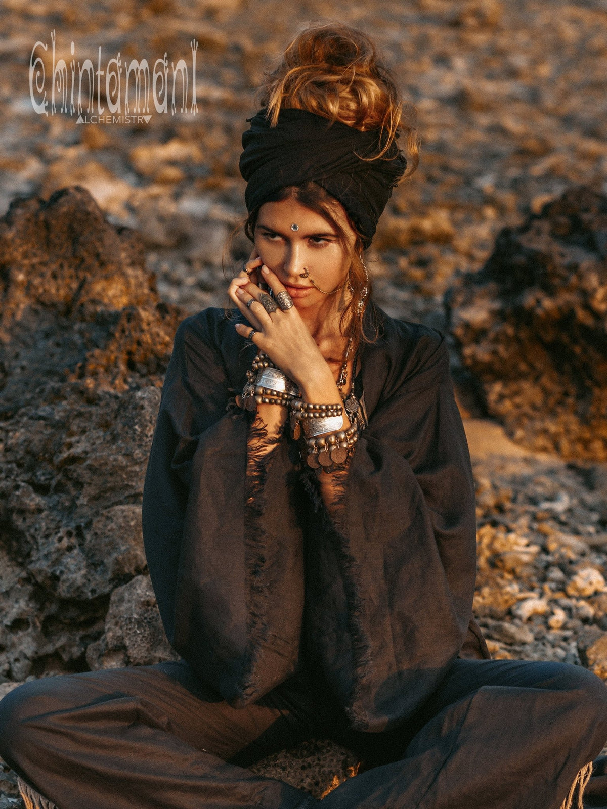 Long Linen Kimono / Black - ChintamaniAlchemi