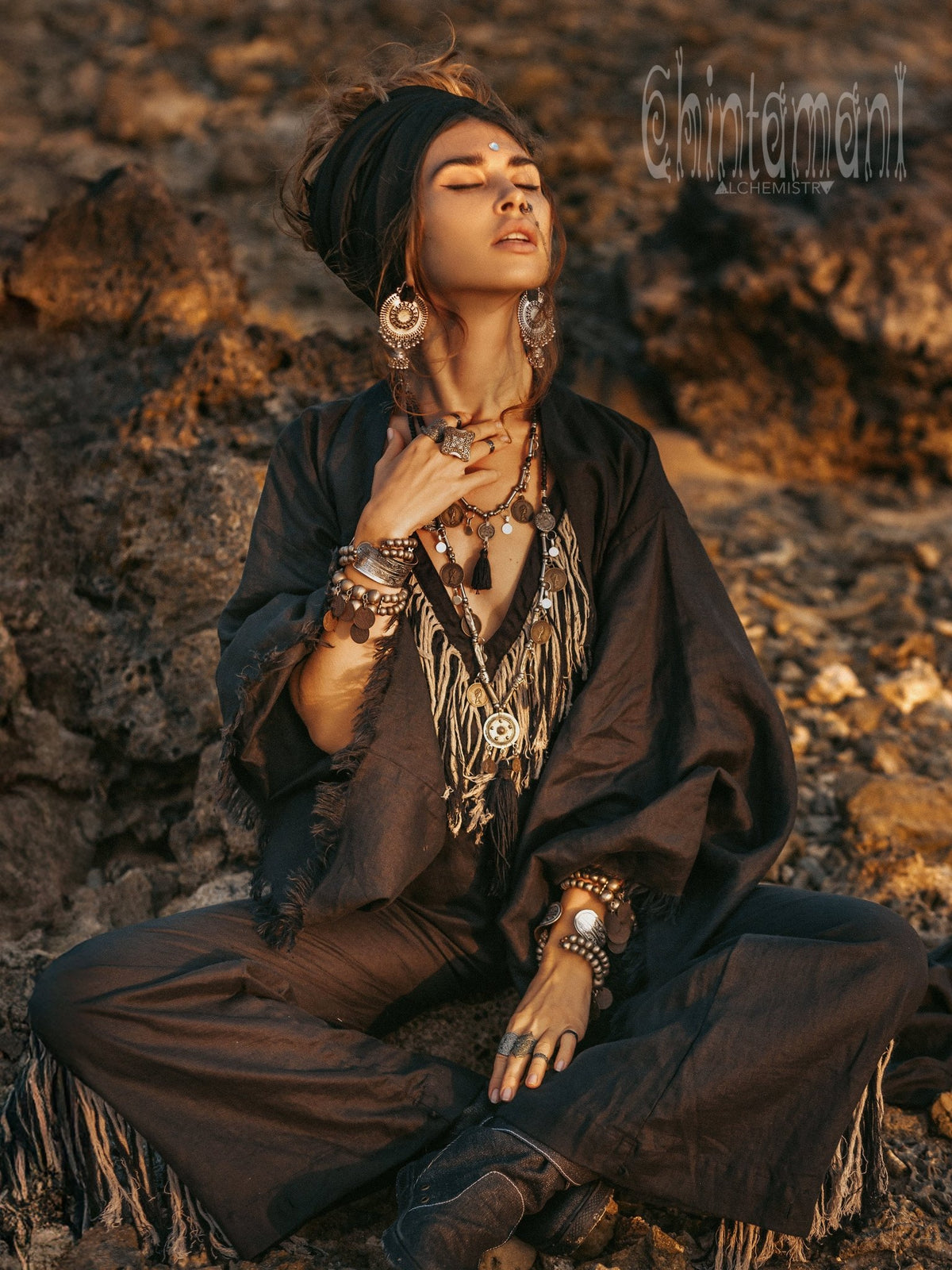 Long Linen Kimono / Black - ChintamaniAlchemi