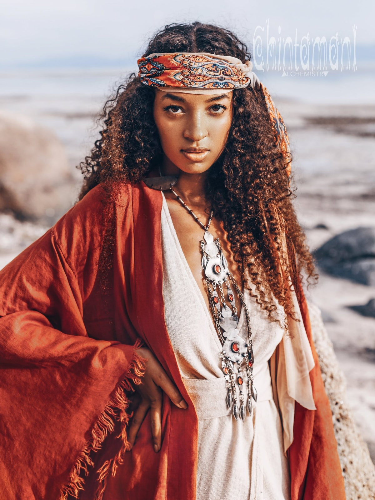 Long Linen Kimono / Red Ochre - ChintamaniAlchemi