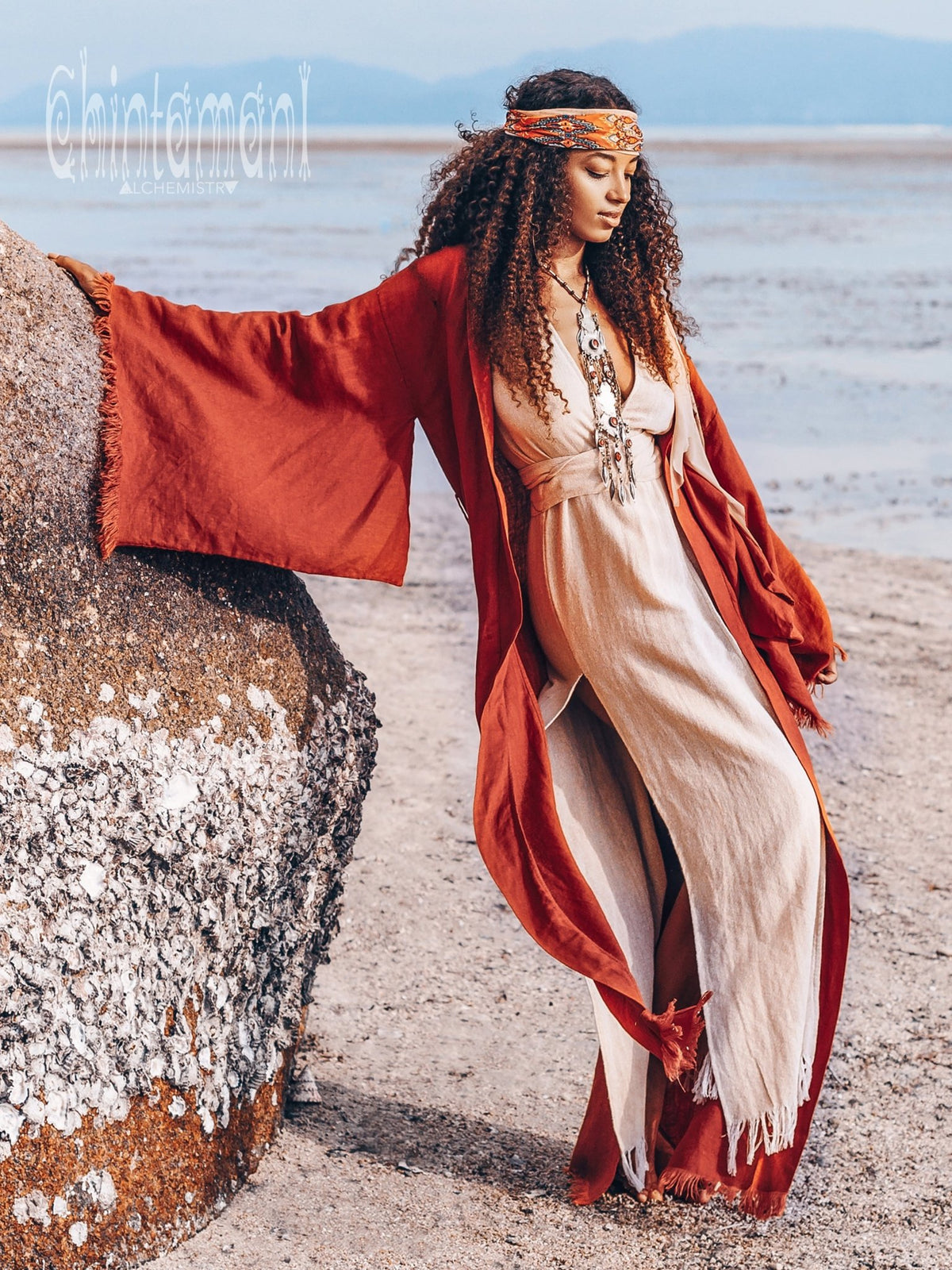 Long Linen Kimono / Red Ochre - ChintamaniAlchemi