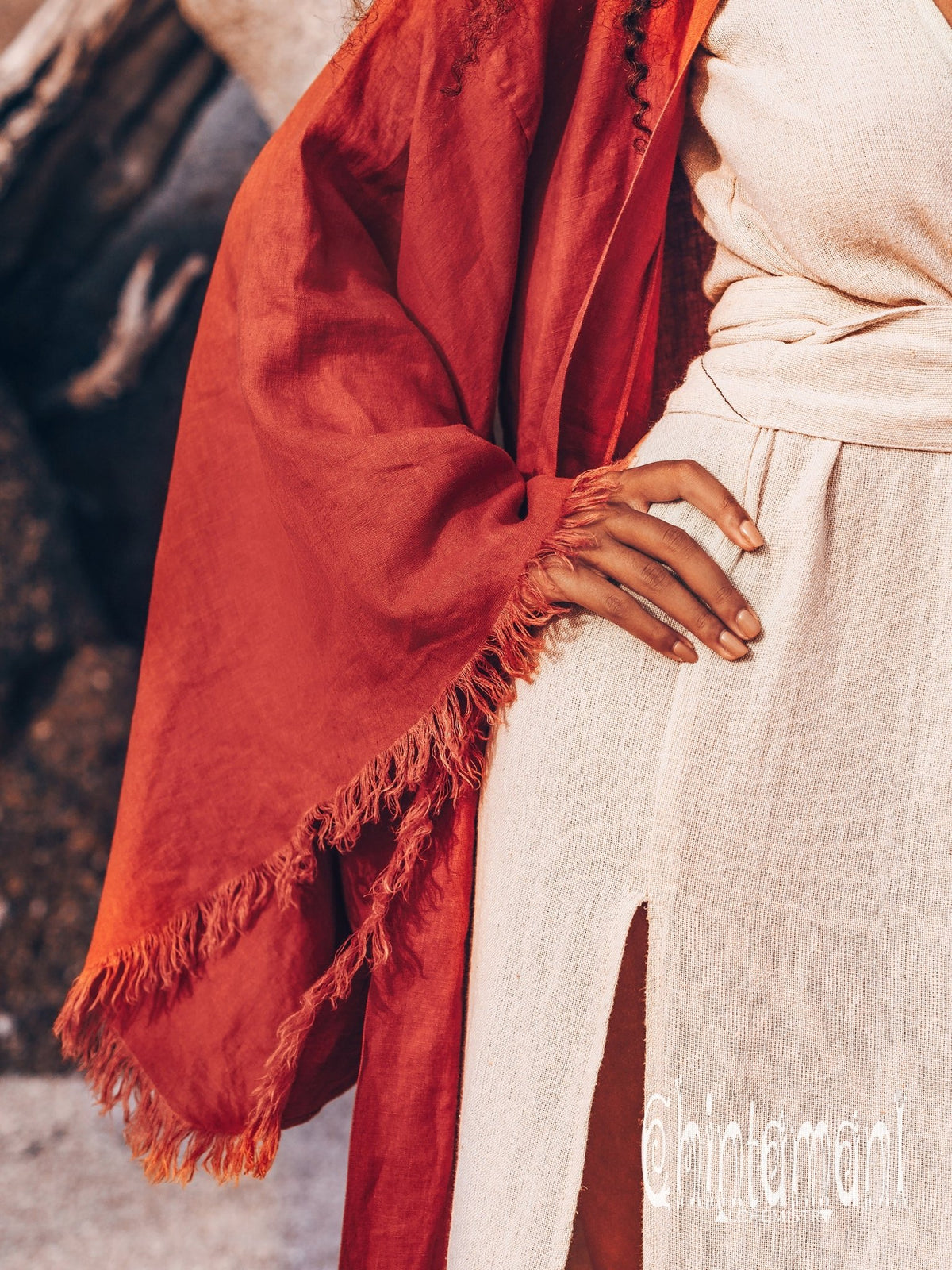 Long Linen Kimono / Red Ochre - ChintamaniAlchemi