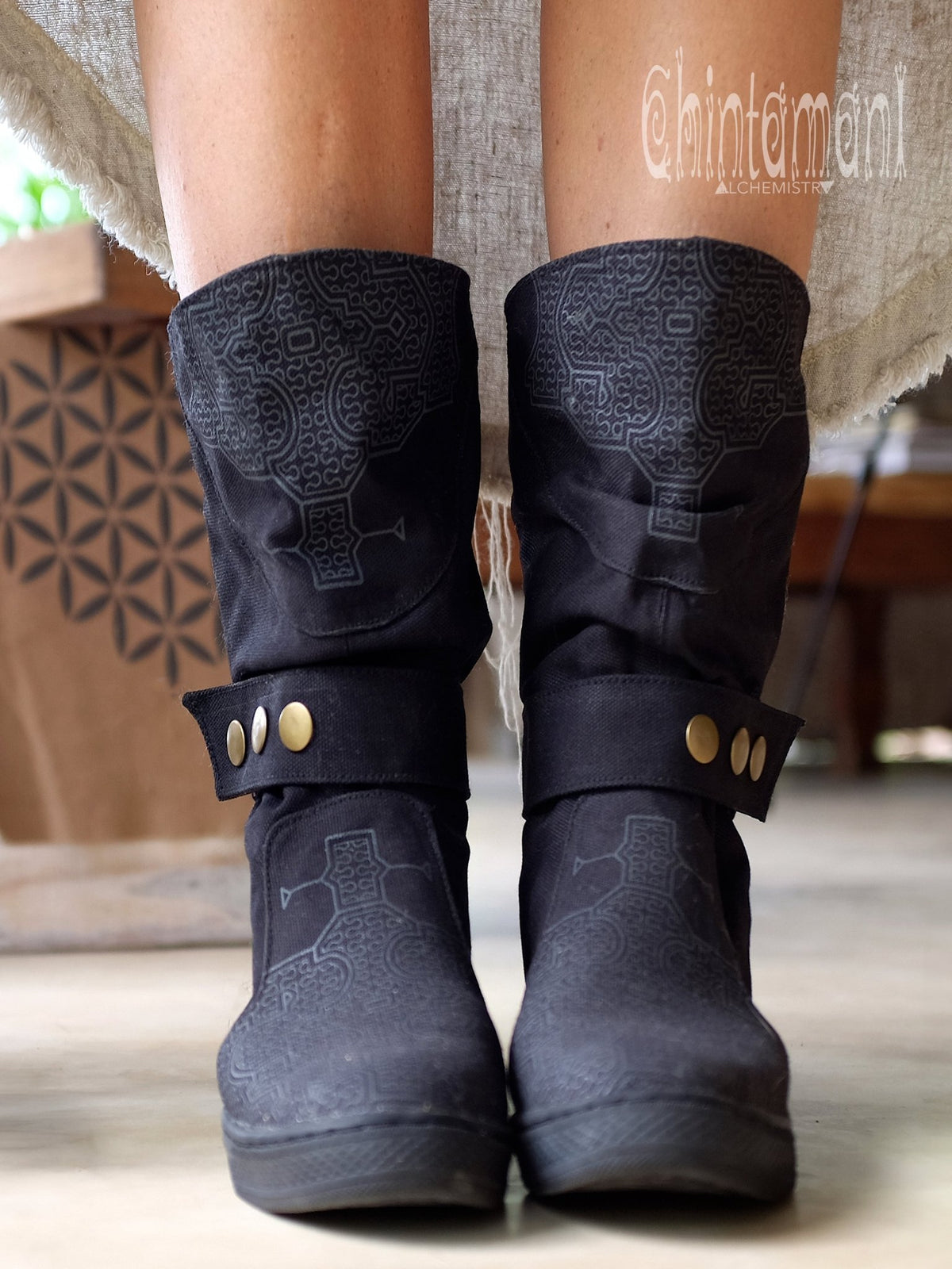 Medium Tribal Boots / Black - ChintamaniAlchemi