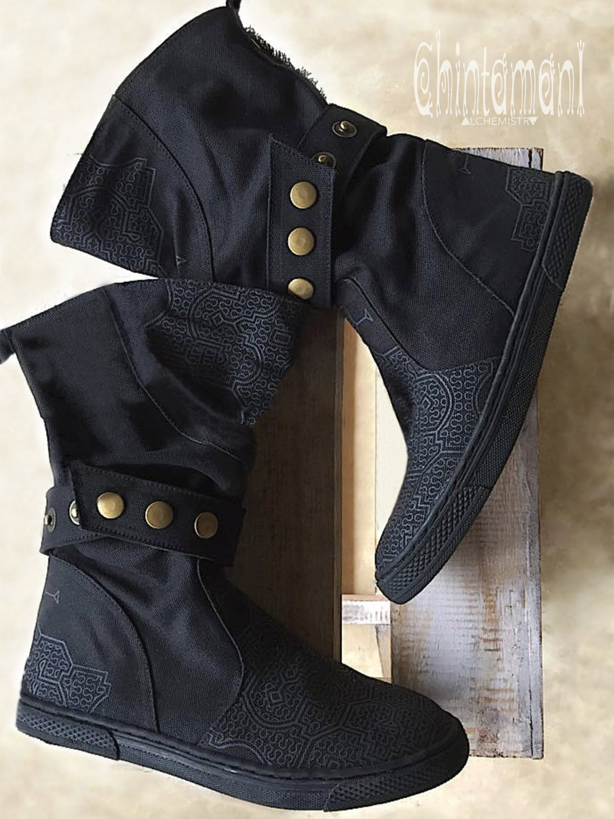 Medium Tribal Boots / Black - ChintamaniAlchemi