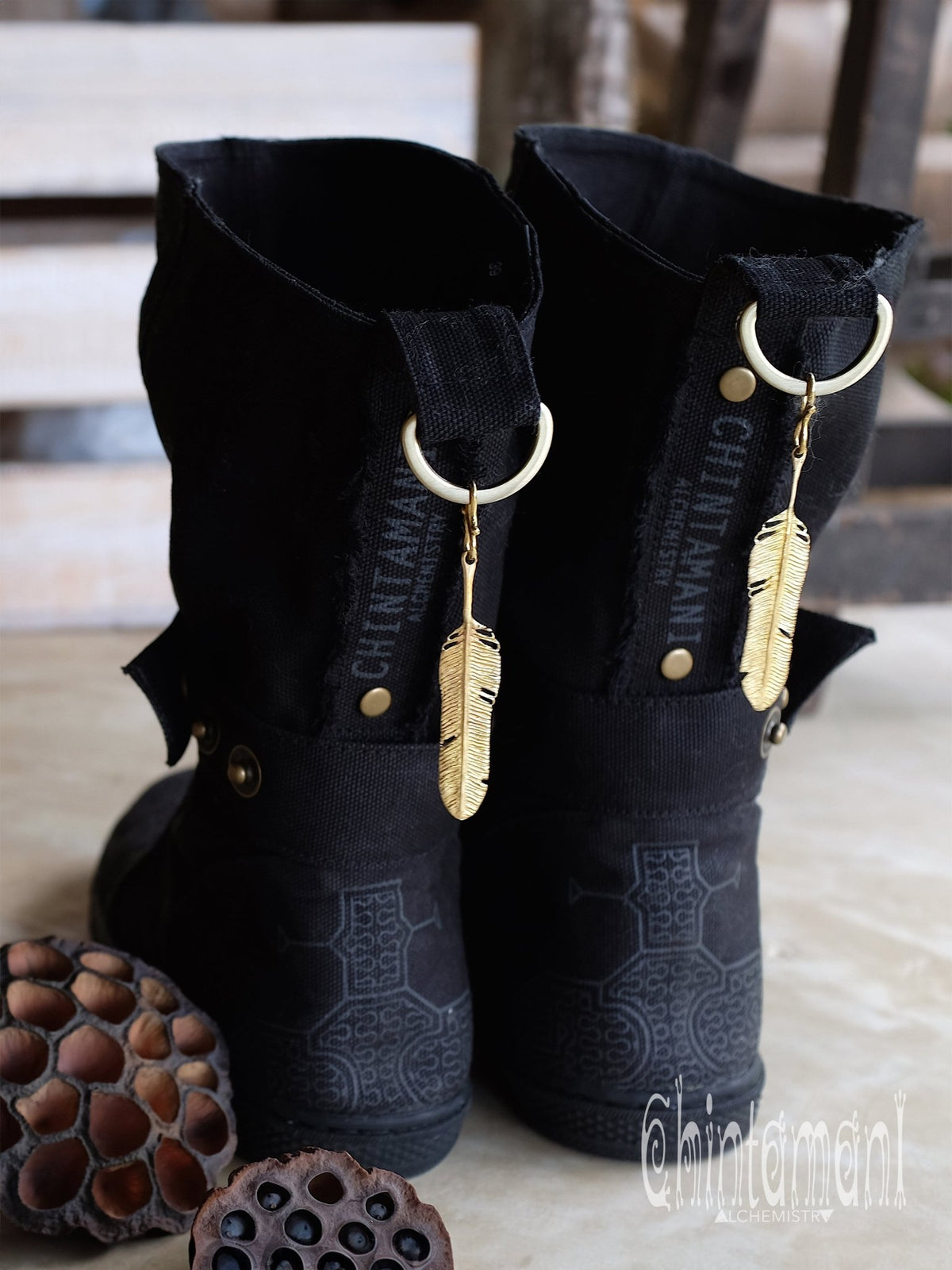 Medium Tribal Boots / Black - ChintamaniAlchemi