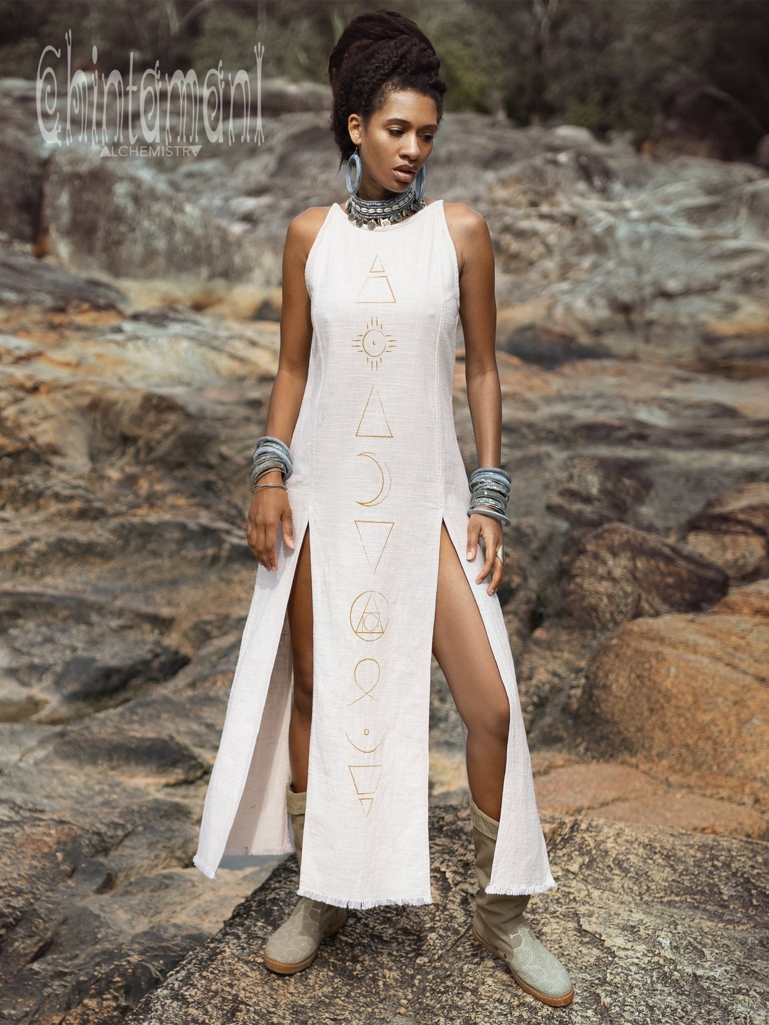 Organic Alchemy Dress / Gray - ChintamaniAlchemi M Organic Alchemy Dress / Gray - ChintamaniAlchemi M