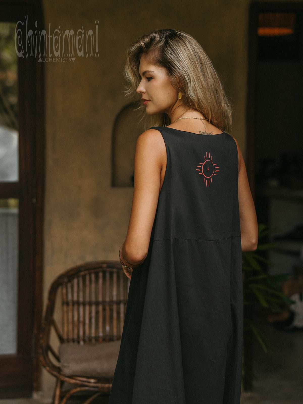 Organic Satin Maxi Dress / Black - ChintamaniAlchemi