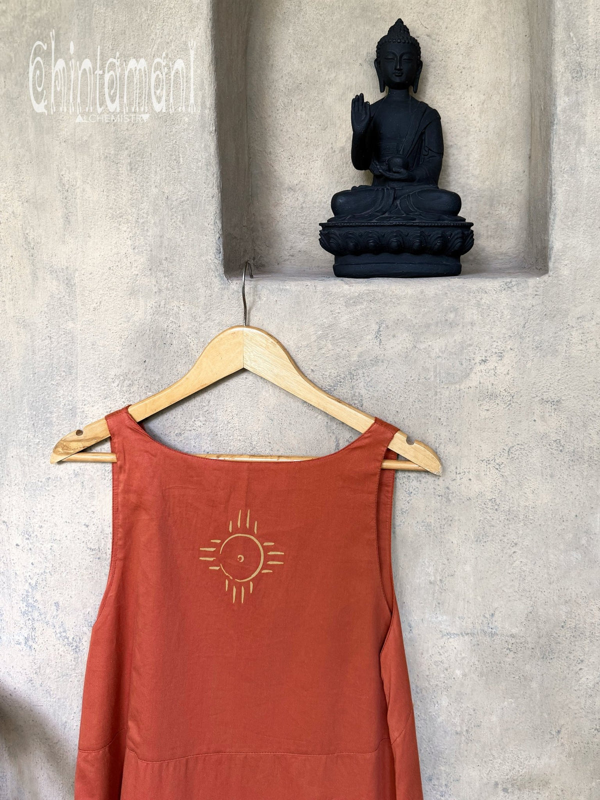 Organic Satin Maxi Dress / Red Ochre - ChintamaniAlchemi