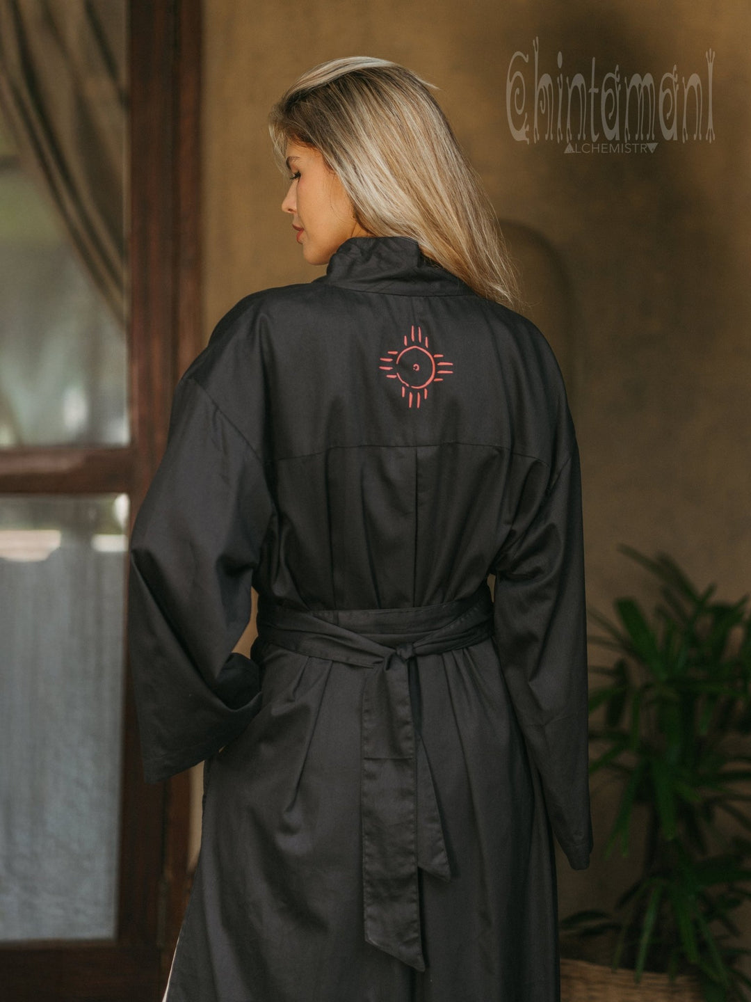 Organic Satin Maxi Kimono / Black - ChintamaniAlchemi
