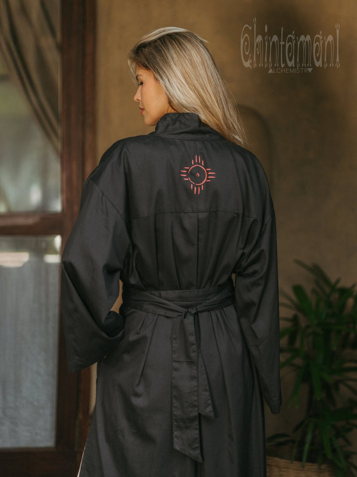 Organic Satin Maxi Kimono / Black - ChintamaniAlchemi
