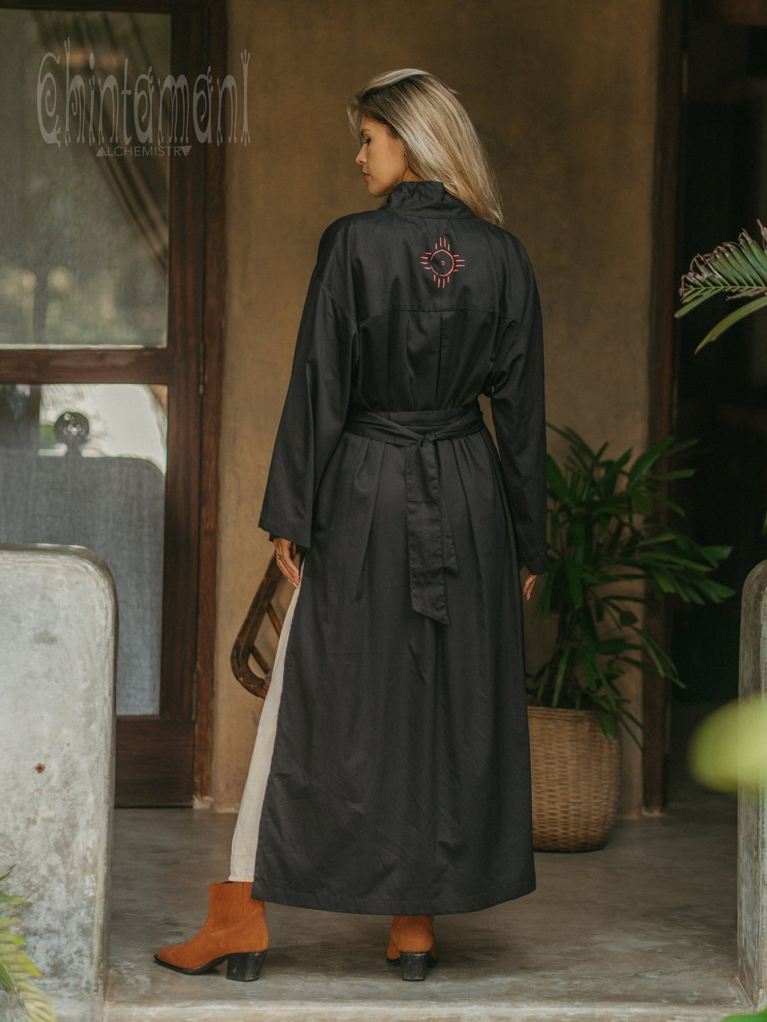 Organic Satin Maxi Kimono / Black - ChintamaniAlchemi