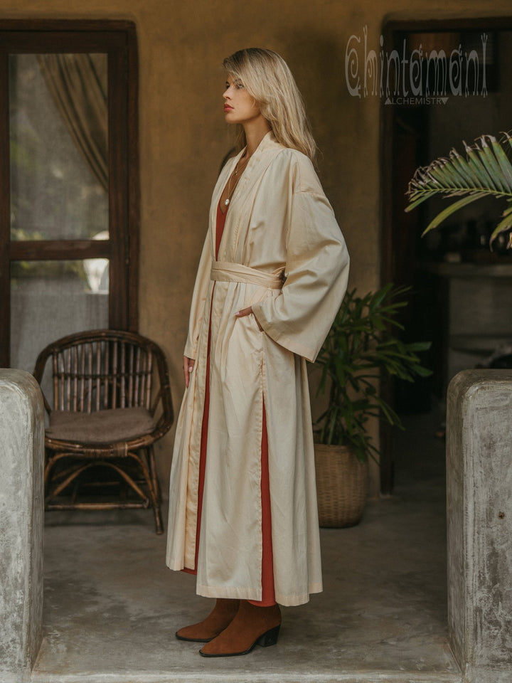 Organic Satin Maxi Kimono / Ivory - ChintamaniAlchemi