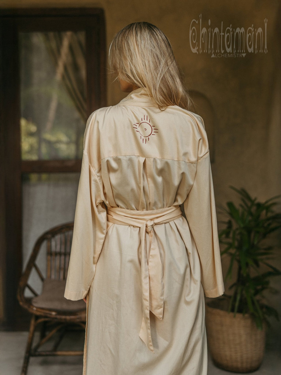 Organic Satin Maxi Kimono / Ivory - ChintamaniAlchemi