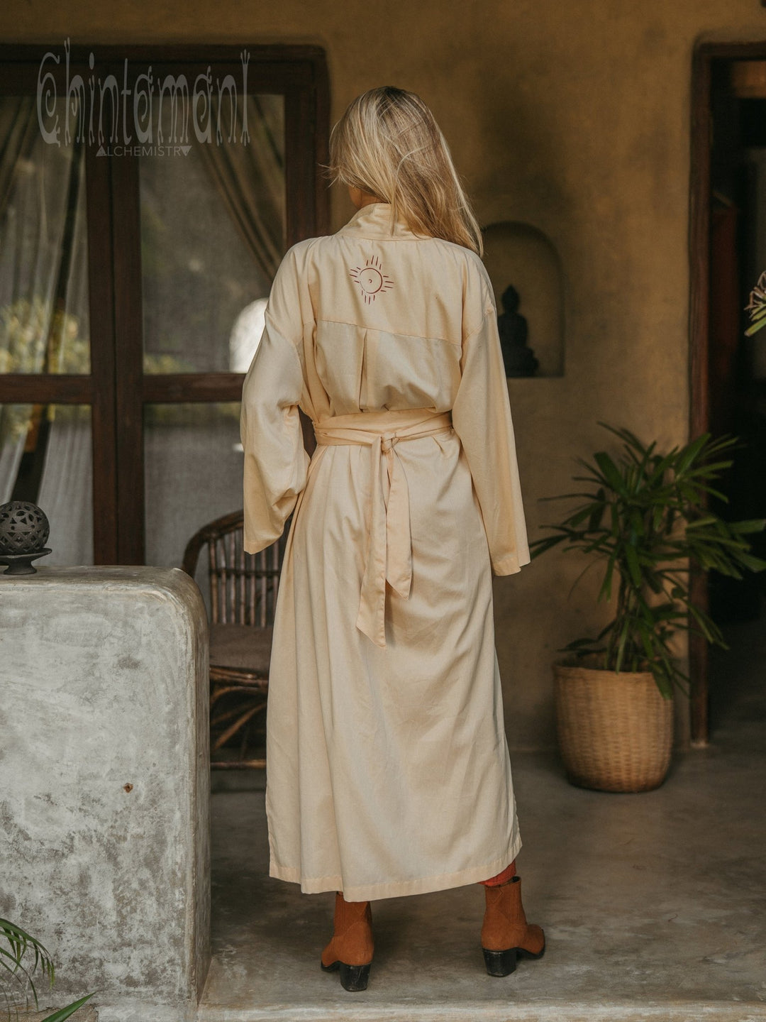 Organic Satin Maxi Kimono / Ivory - ChintamaniAlchemi