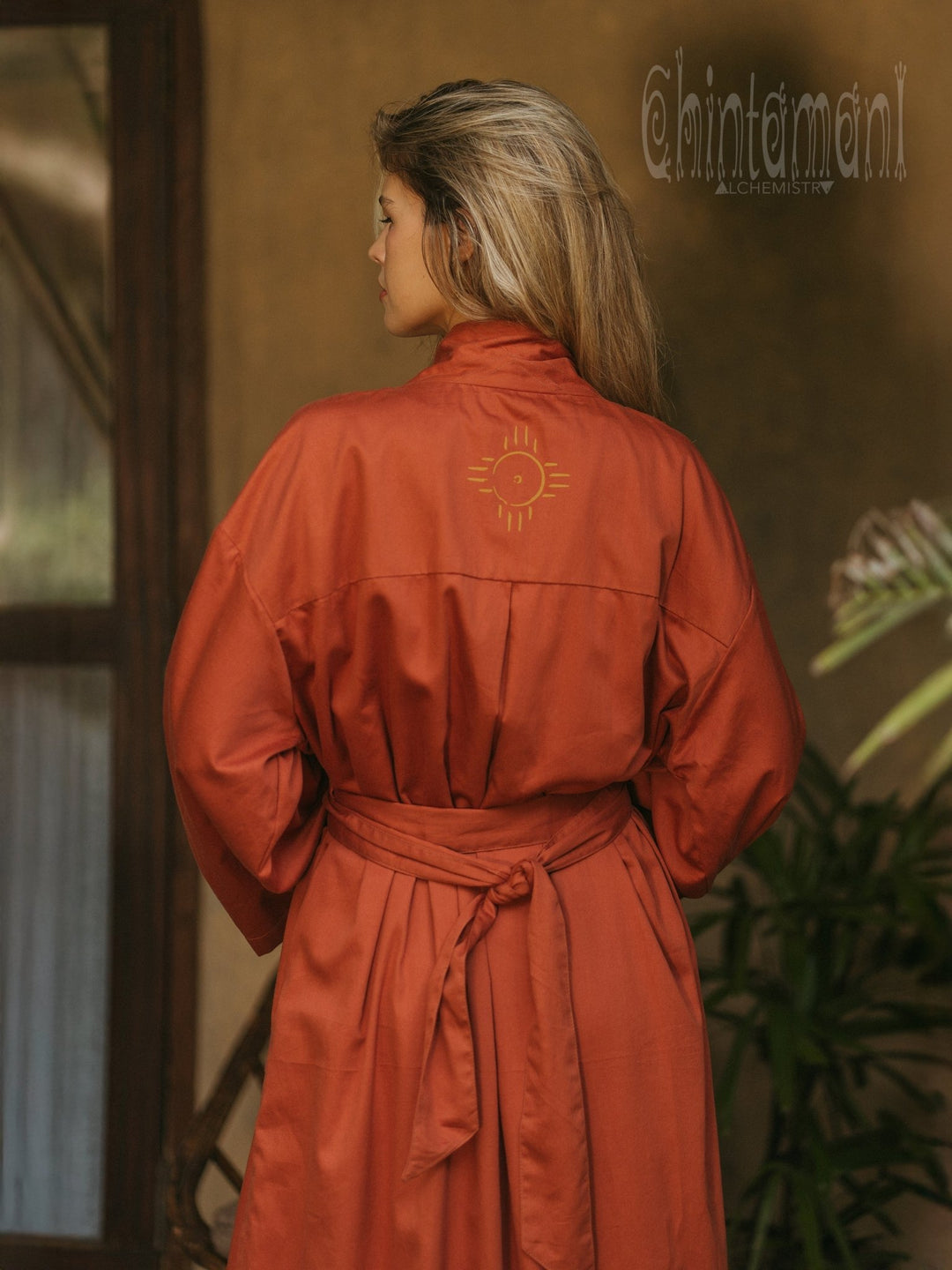 Organic Satin Maxi Kimono / Red Ochre - ChintamaniAlchemi