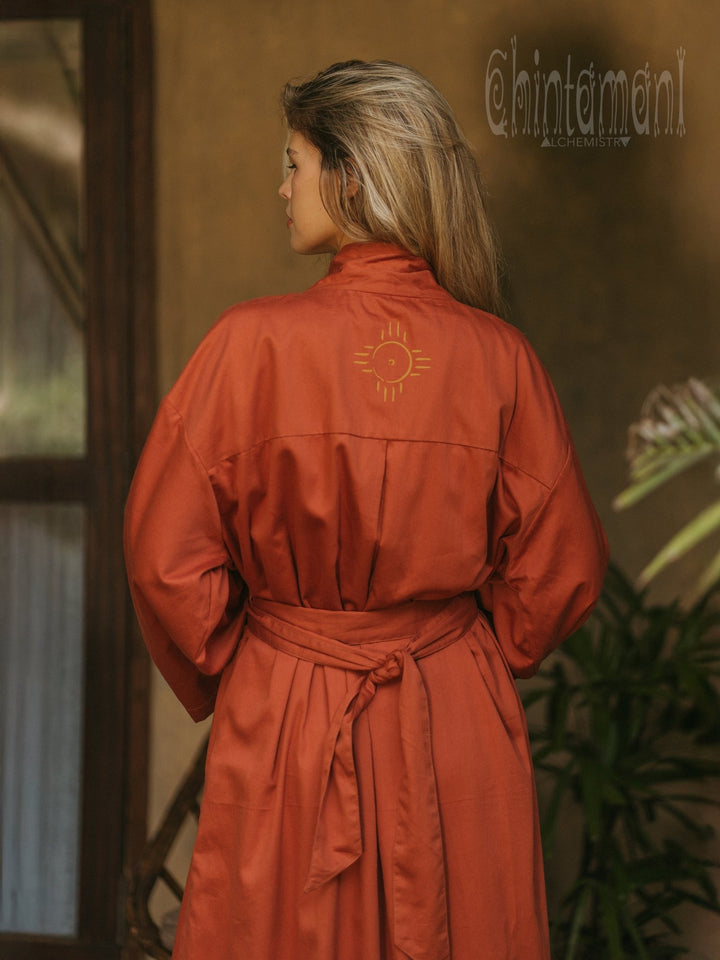 Organic Satin Maxi Kimono / Red Ochre - ChintamaniAlchemi