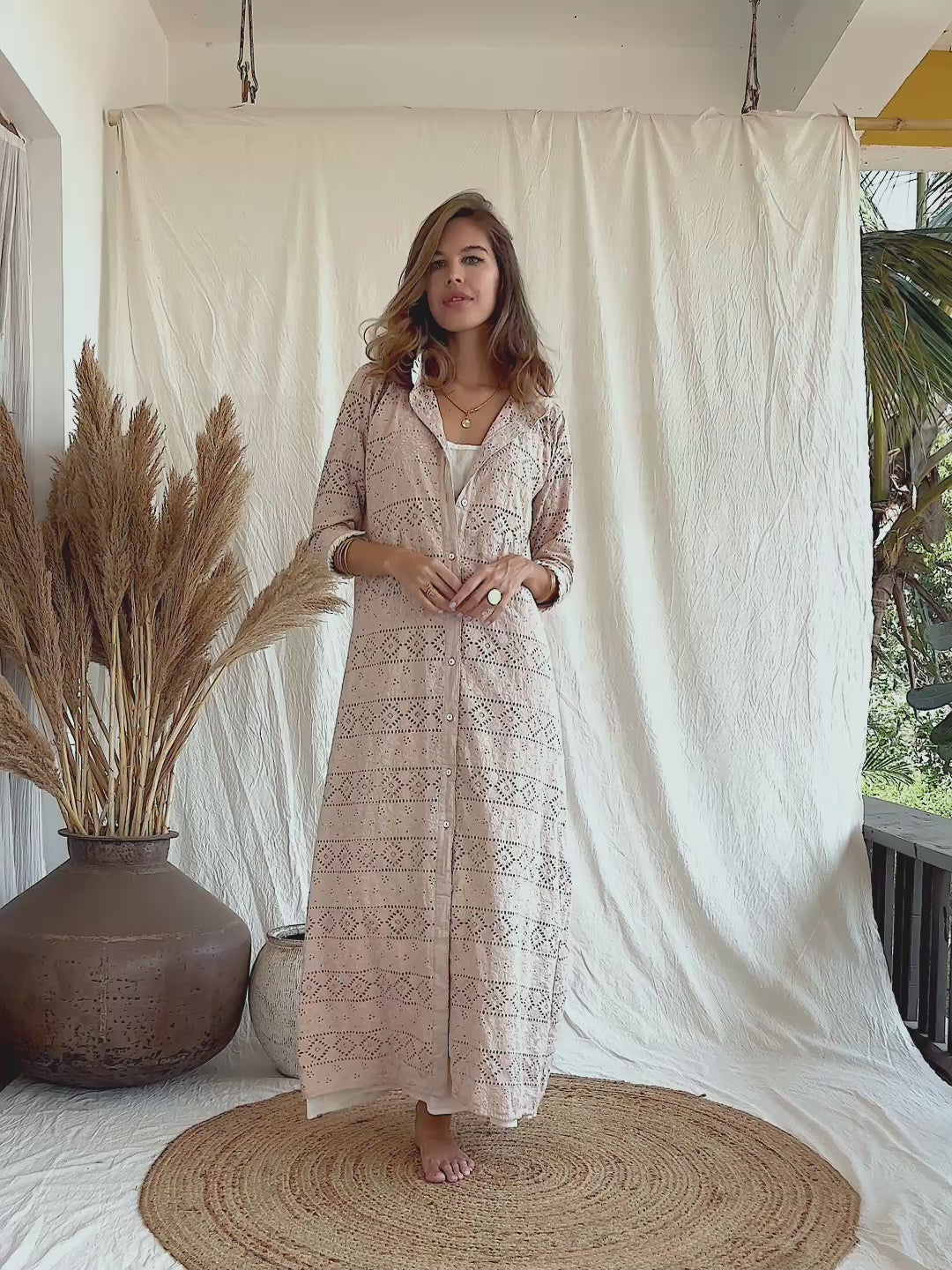 Organic Shirt Dress / Beige
