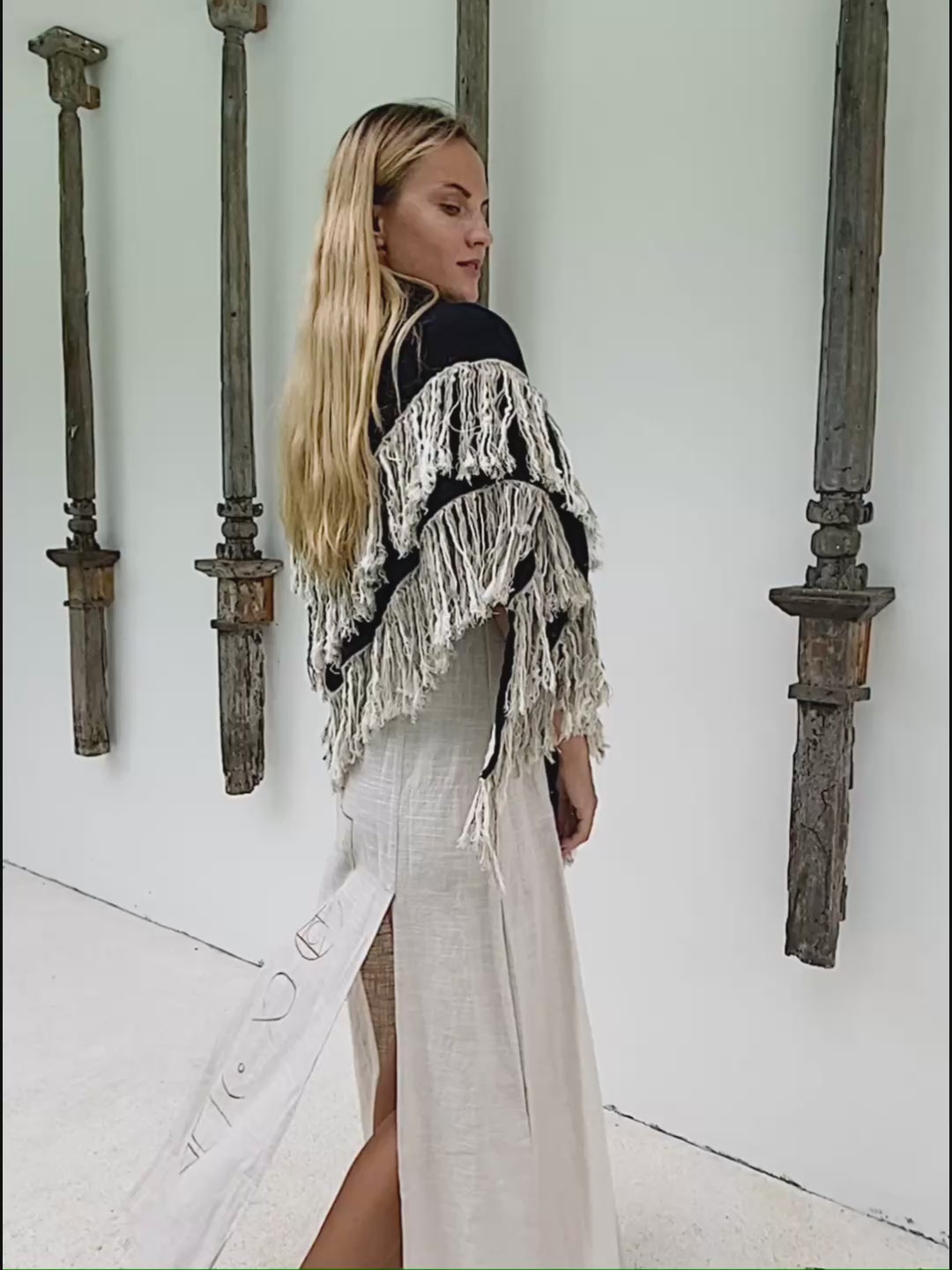 Fringe Boho Shawl / Black