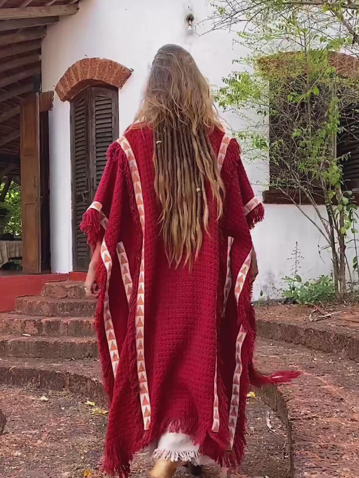 Berber Poncho Coat / Red Ochre