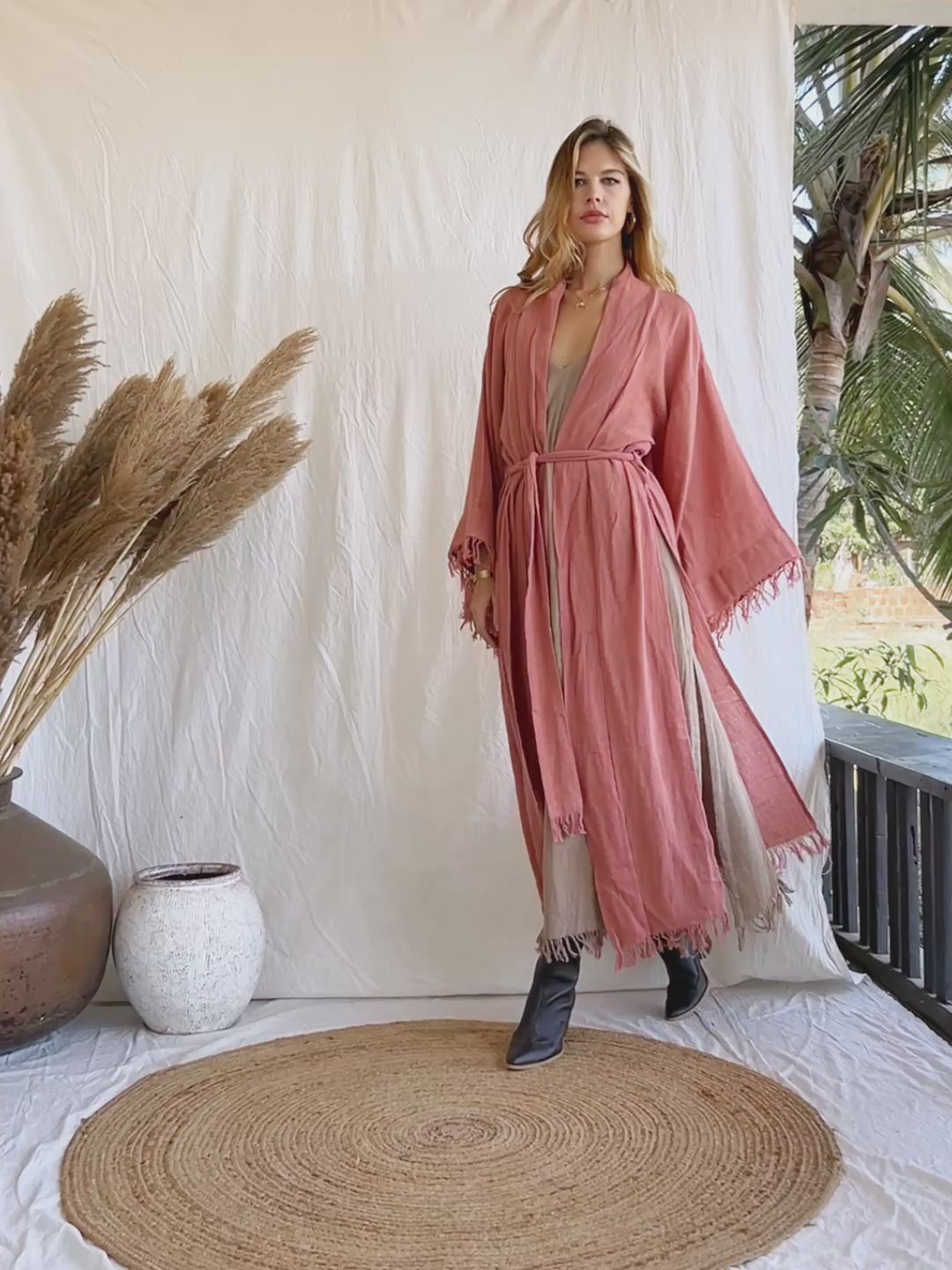 Fringed Kimono / Pink