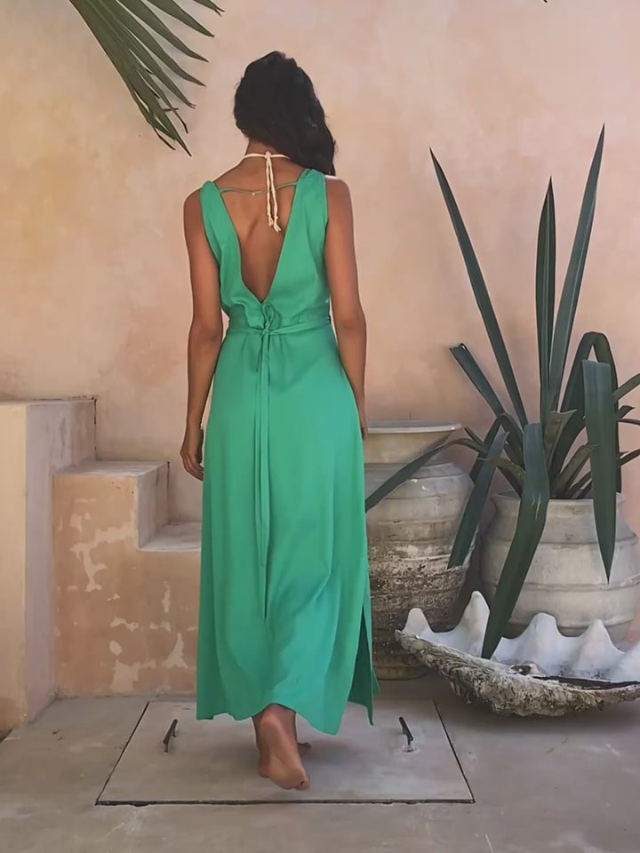 Sleeveless Wrap Dress / Green