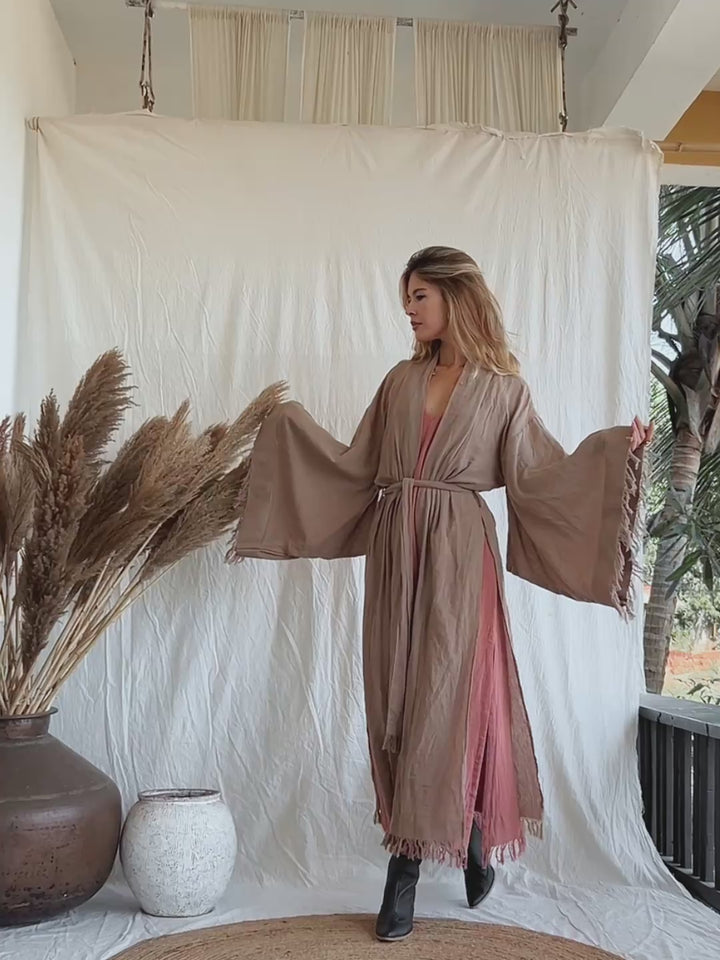 Fringed Kimono / Coffee