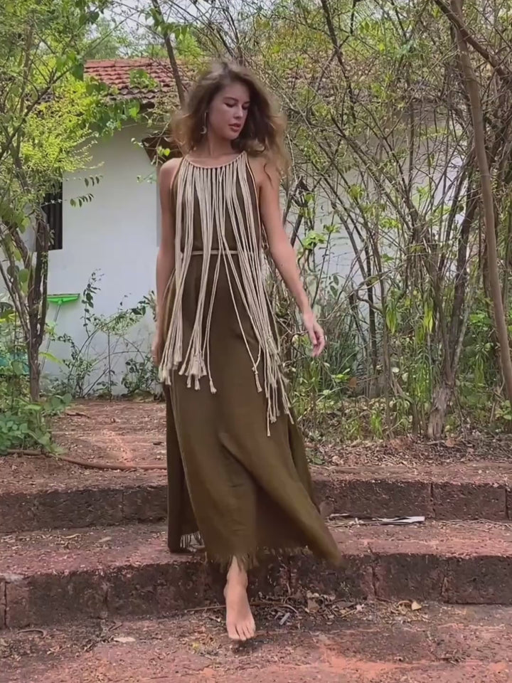 Rope Collar Dress / Brown