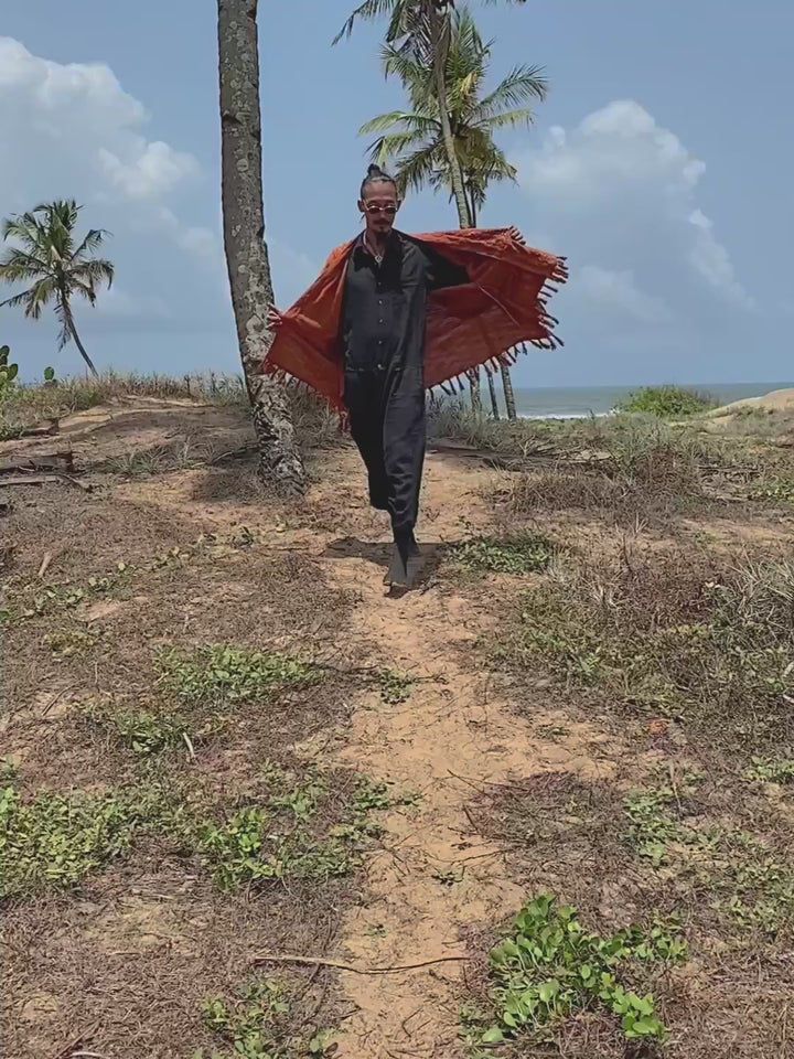 Block Print Poncho / Rust