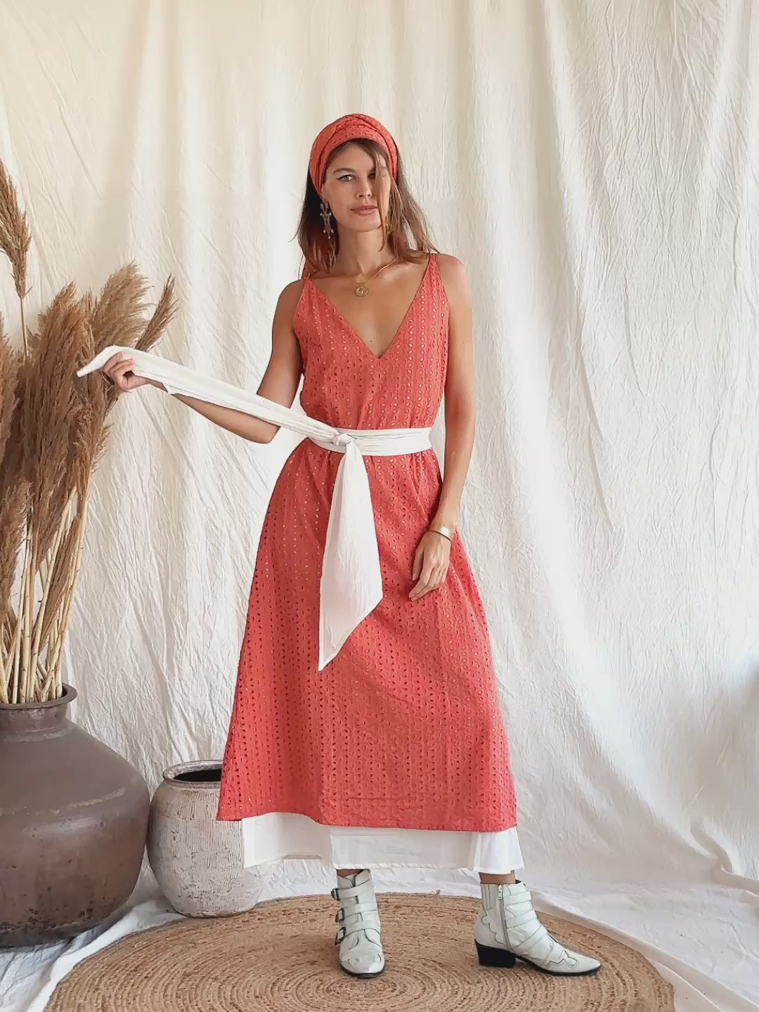 Organic V Dress / Coral Rose