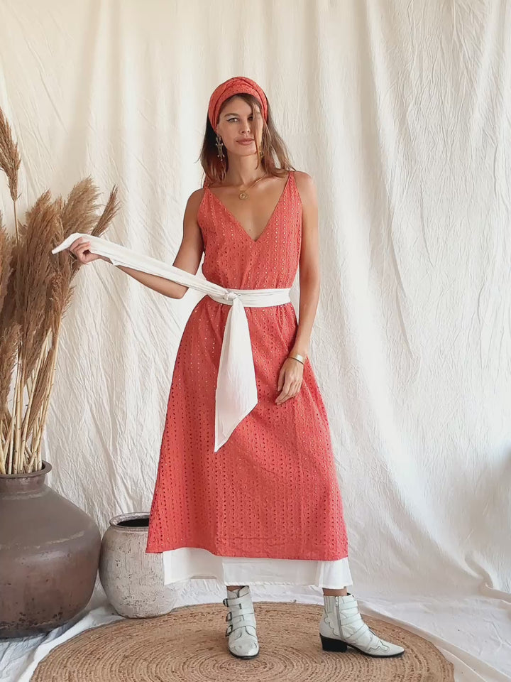 Organic V Dress / Coral Rose
