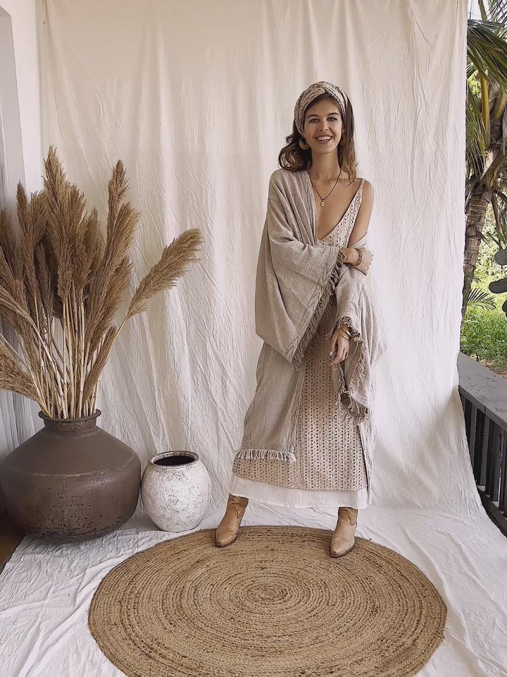 Wide Sleeve Kimono/ Beige