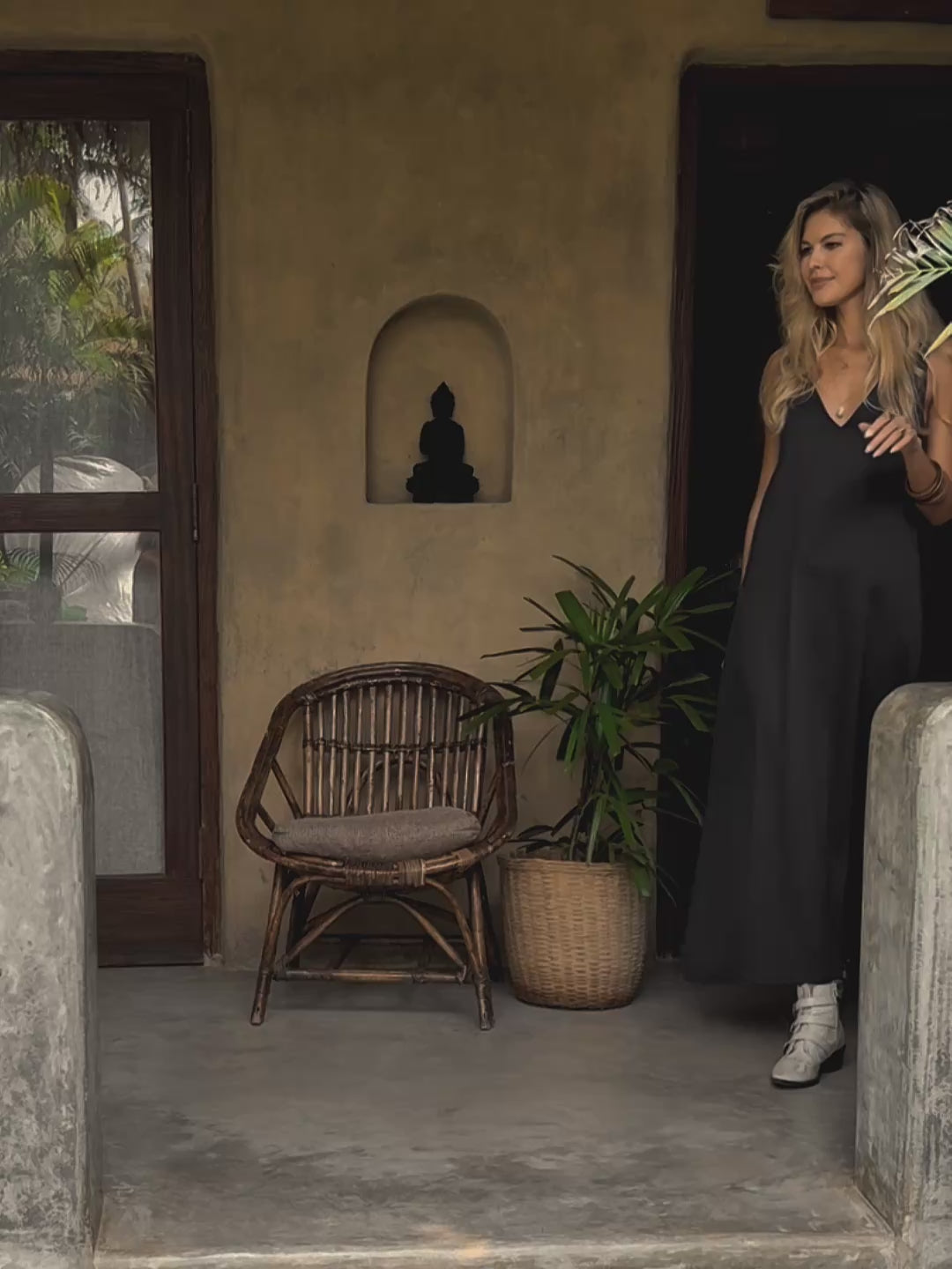 Organic Satin Maxi Dress / Black