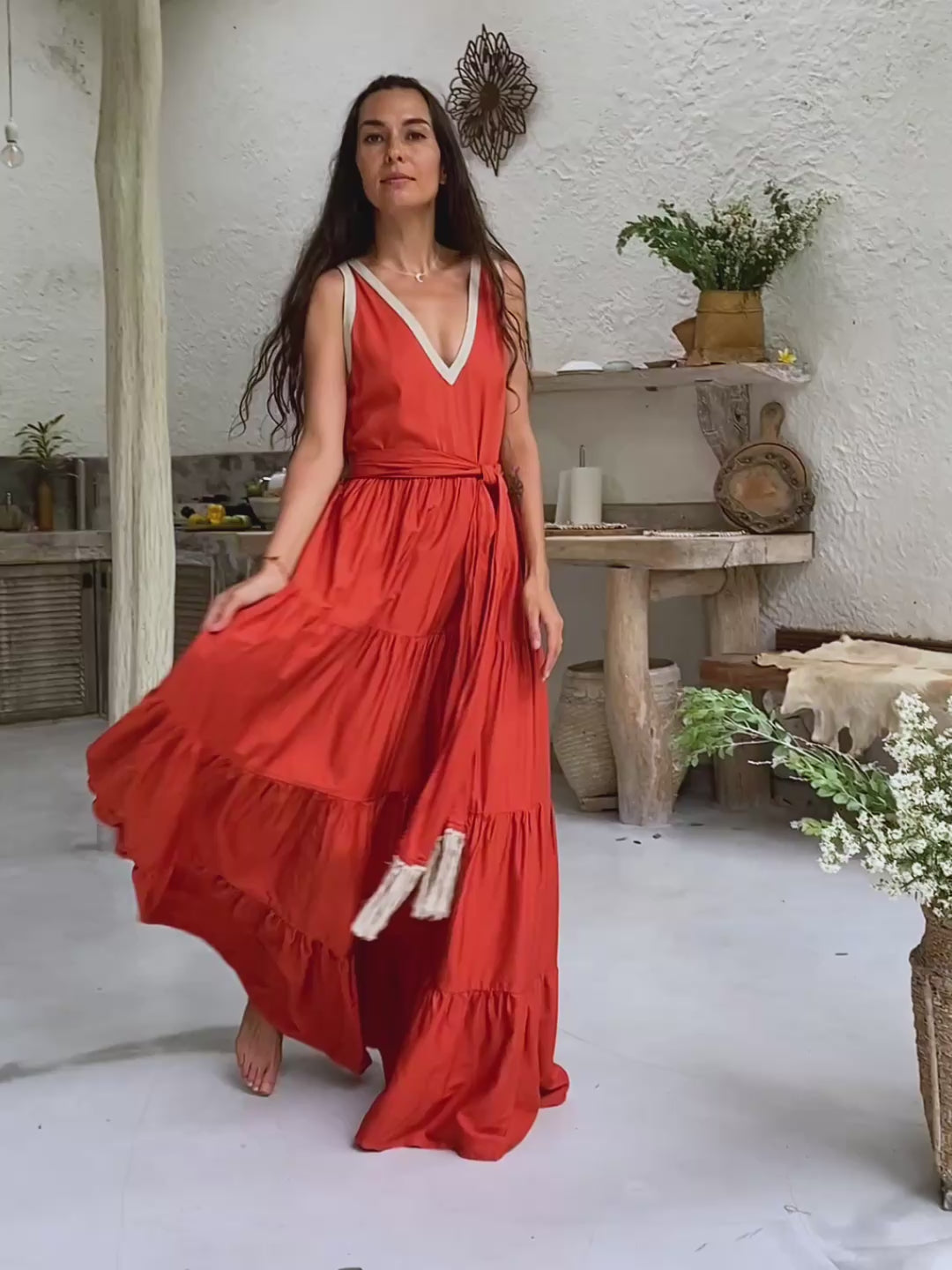 Maxi Tiered Dress / Red Ochre