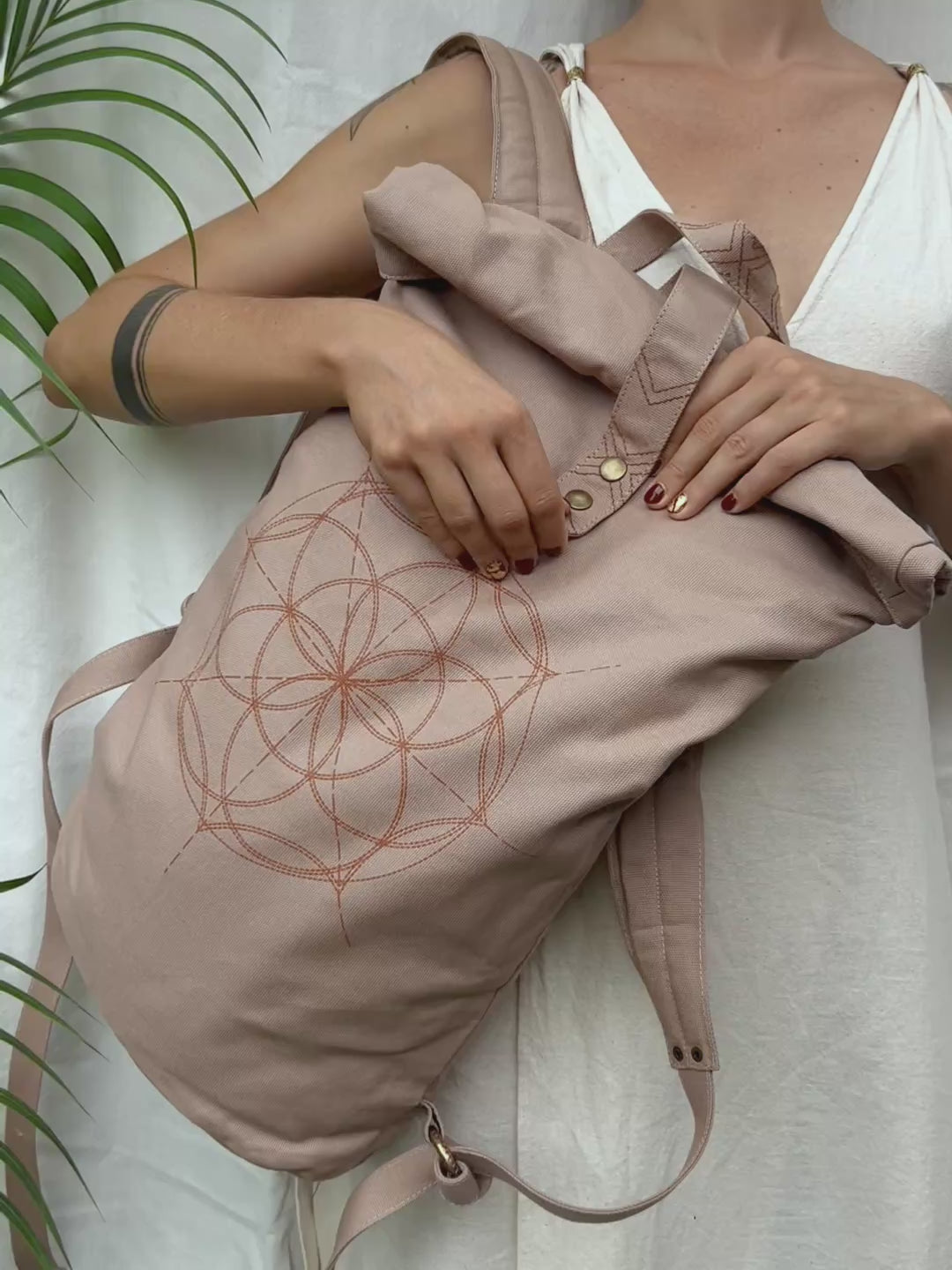 Flower RollTop Backpack / Beige