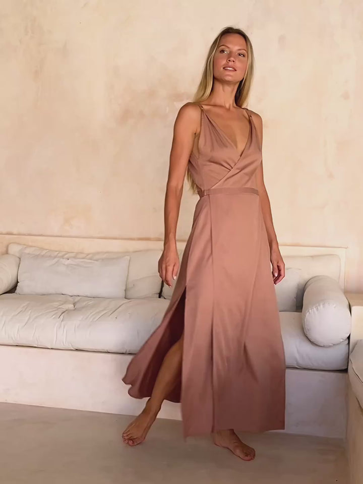 Sleeveless Wrap Dress / Dusty Pink