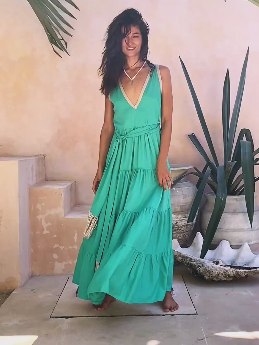 Maxi Tiered Dress / Green