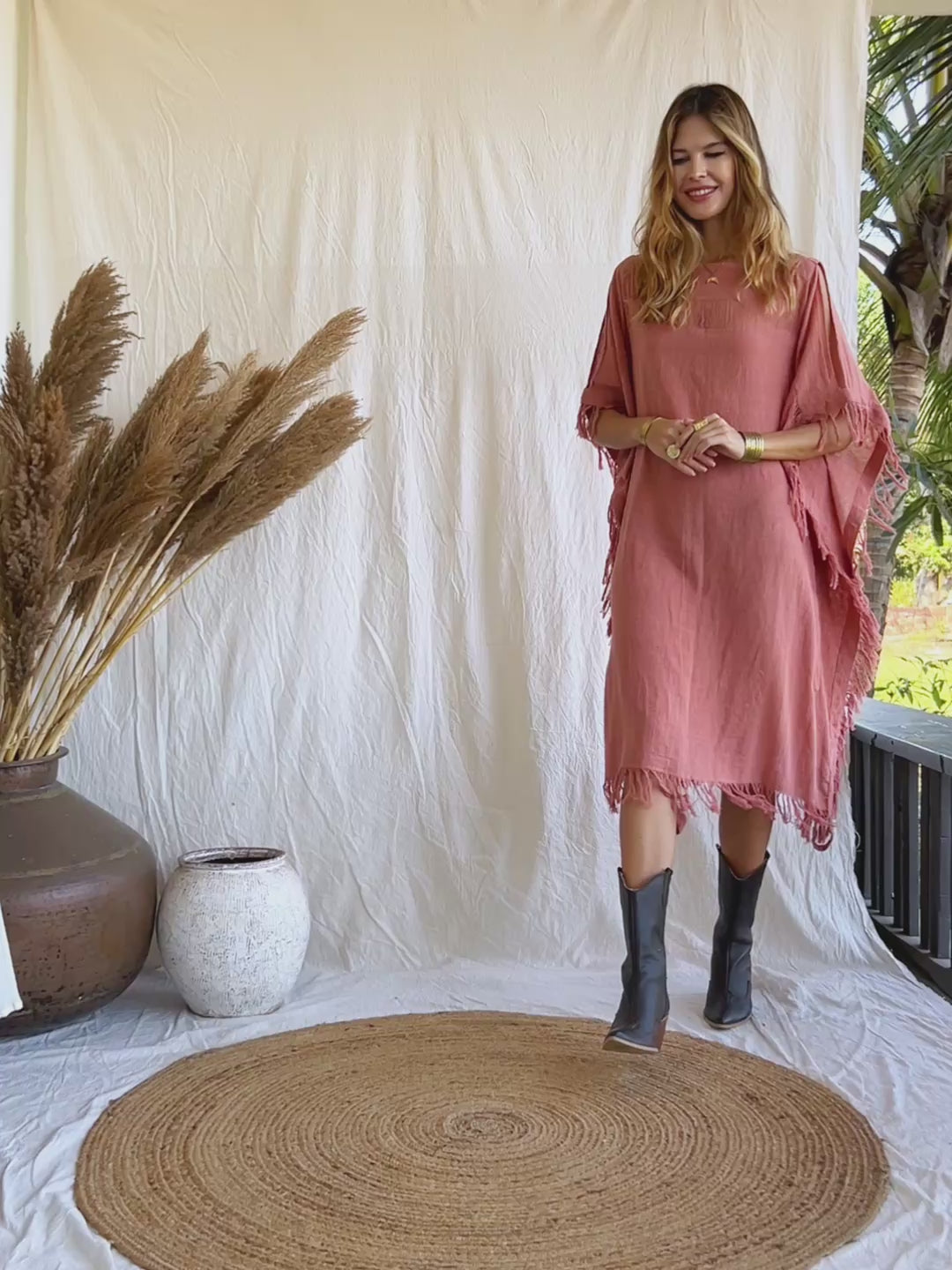 Beach Poncho Dress / Soft Pink